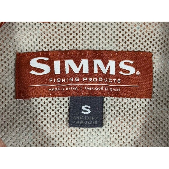 Simms Big Sky Fishing Shirt Men’s S Orange Plaid Pearl Snap Short Sleeve Vented - Picture 7 of 10